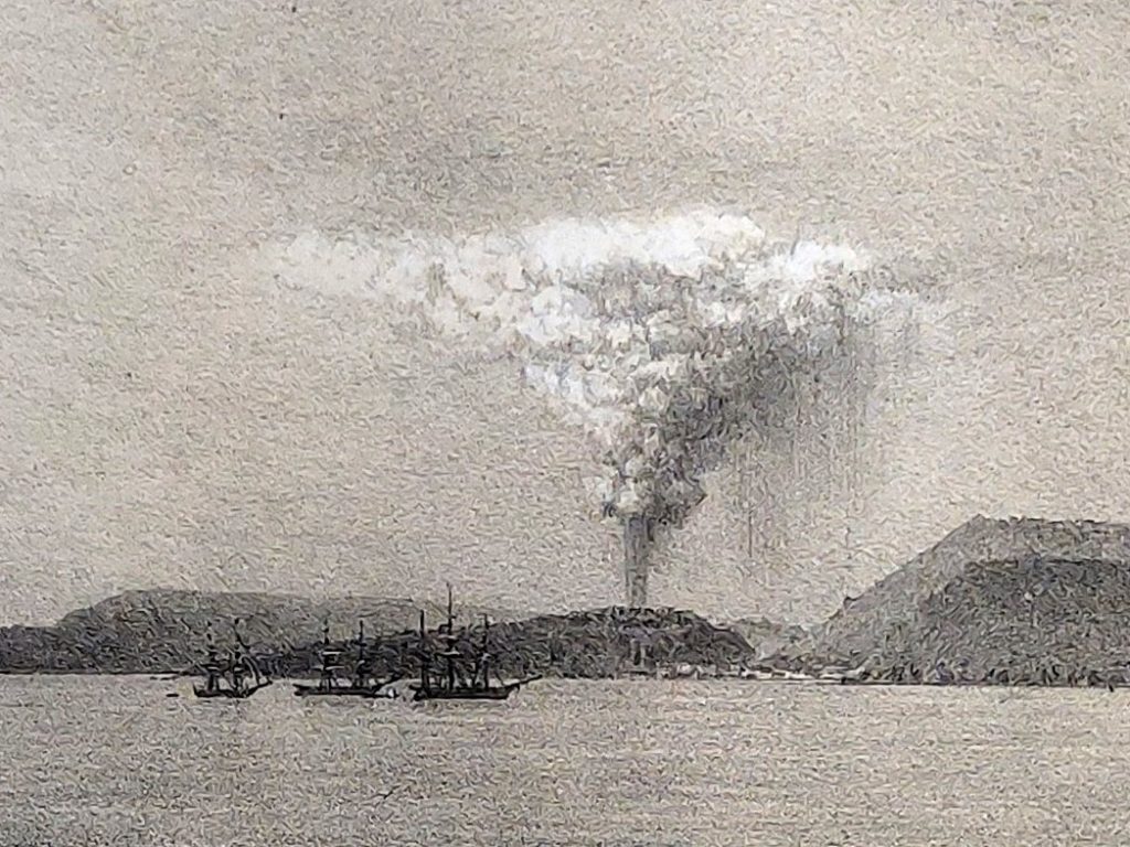 Vulkan-Aktivität auf Santorin im März 1866 